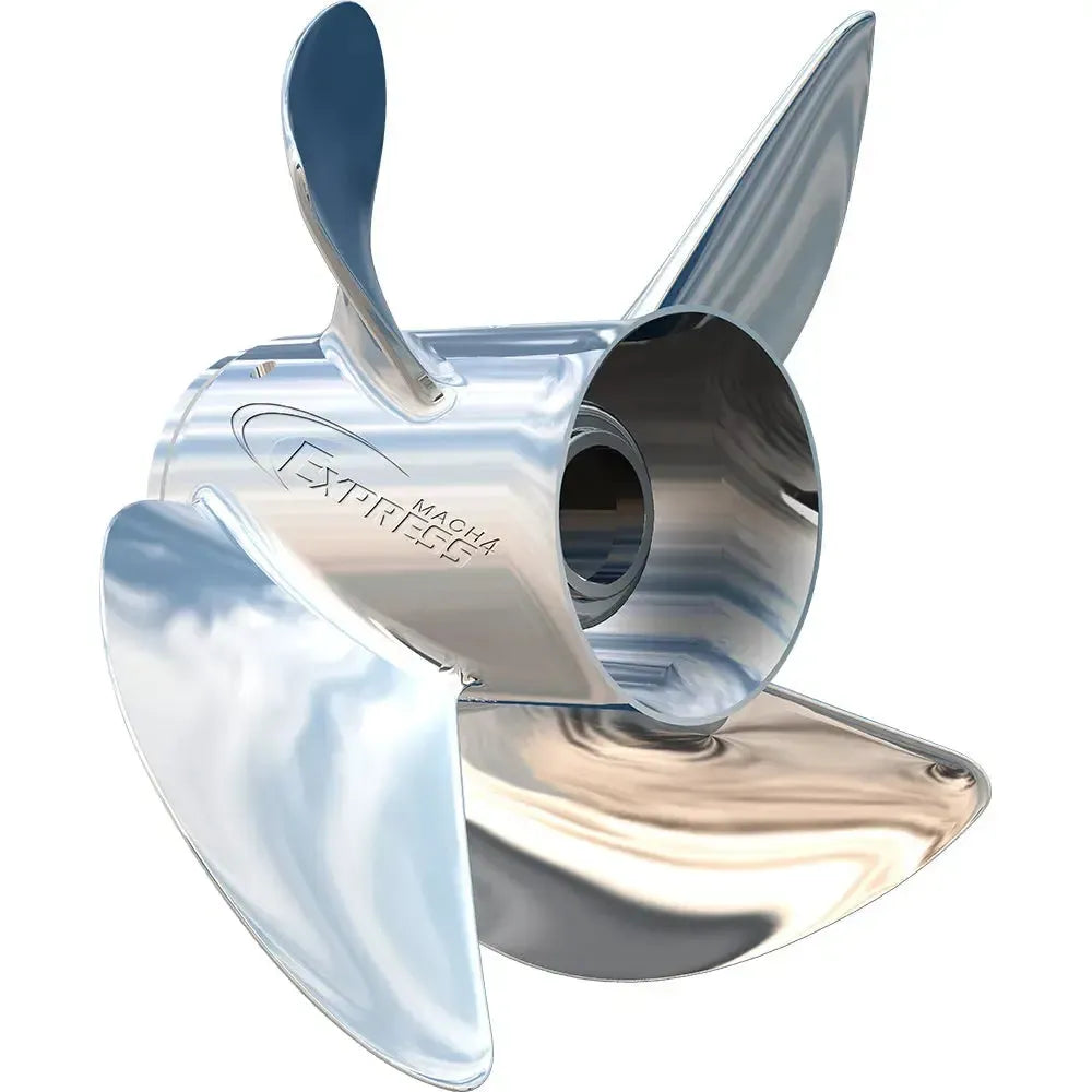 Turning Point Express Mach4 4-blade stainless steel propeller, 13.25" x 17 pitch, right hand.