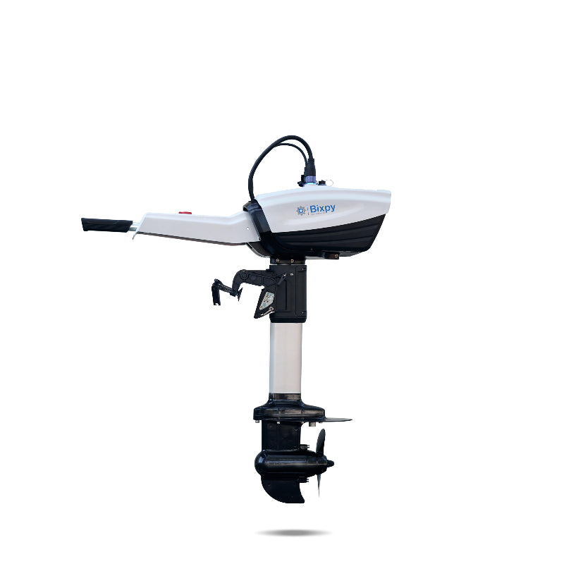 Boat motor with 'Bixpy' branding on a white background