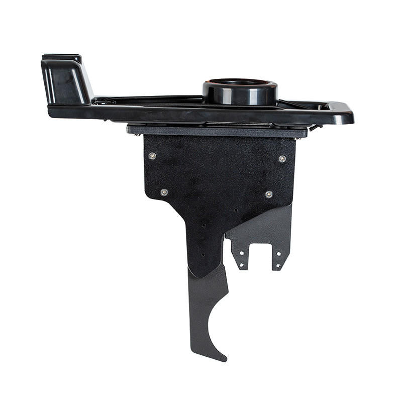 Black metal bracket on a white background