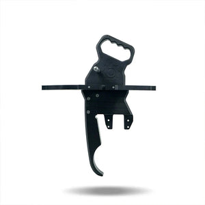 Black mechanical device on a white background