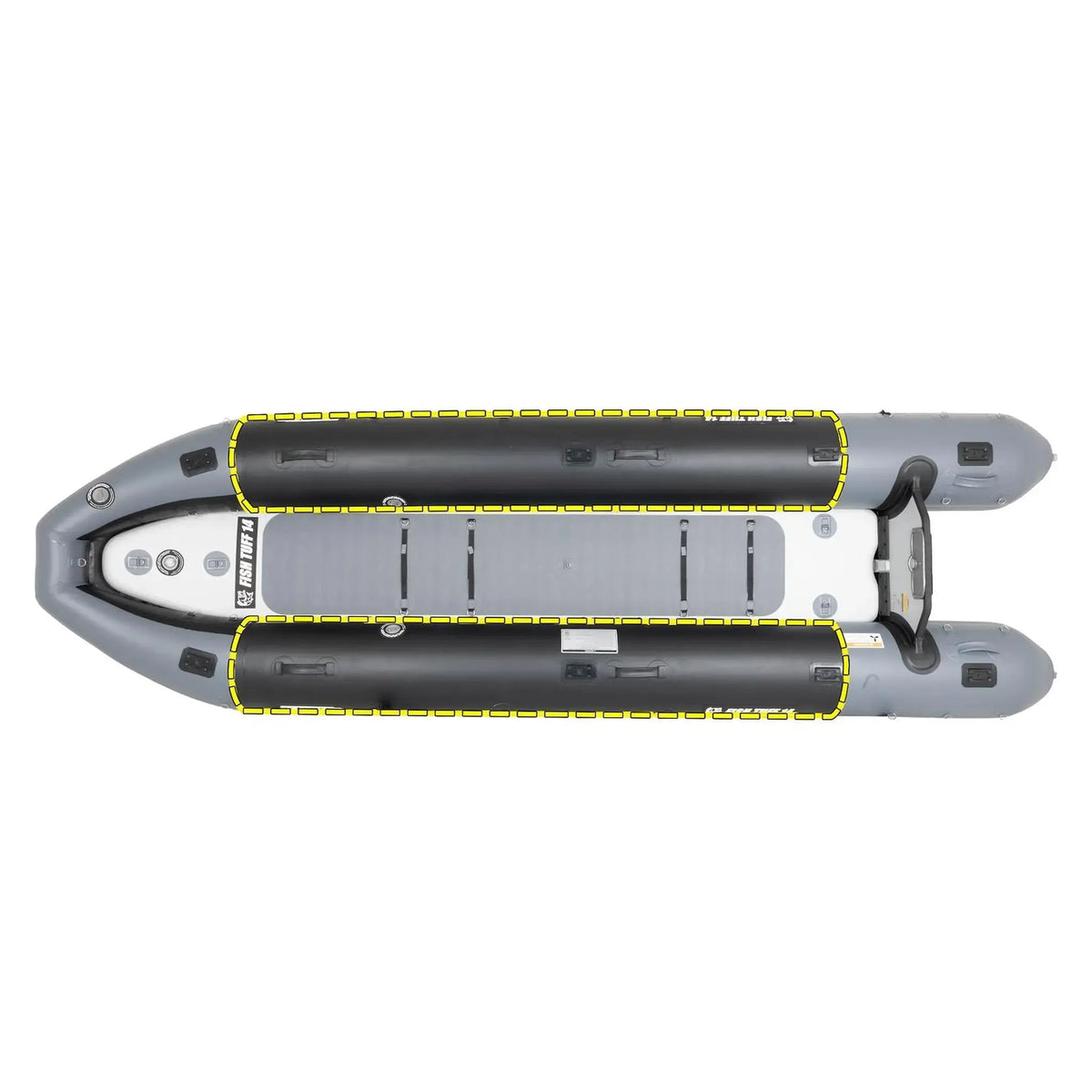 Sea eagle Inflatable boat with a yellow outline on a white background