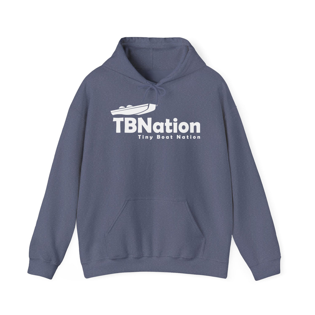 Blue hoodie with 'TBNation' logo on a white background