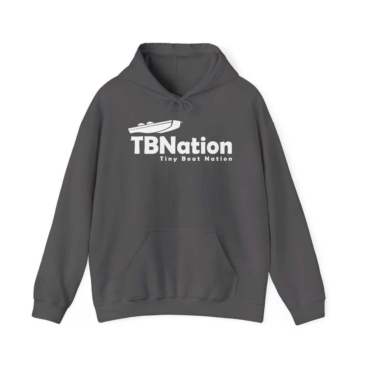 Gray hoodie with 'TBNation' logo on a white background
