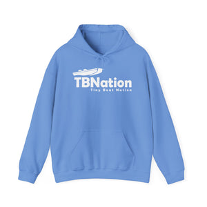 Blue hoodie with 'TBNation' logo on a white background