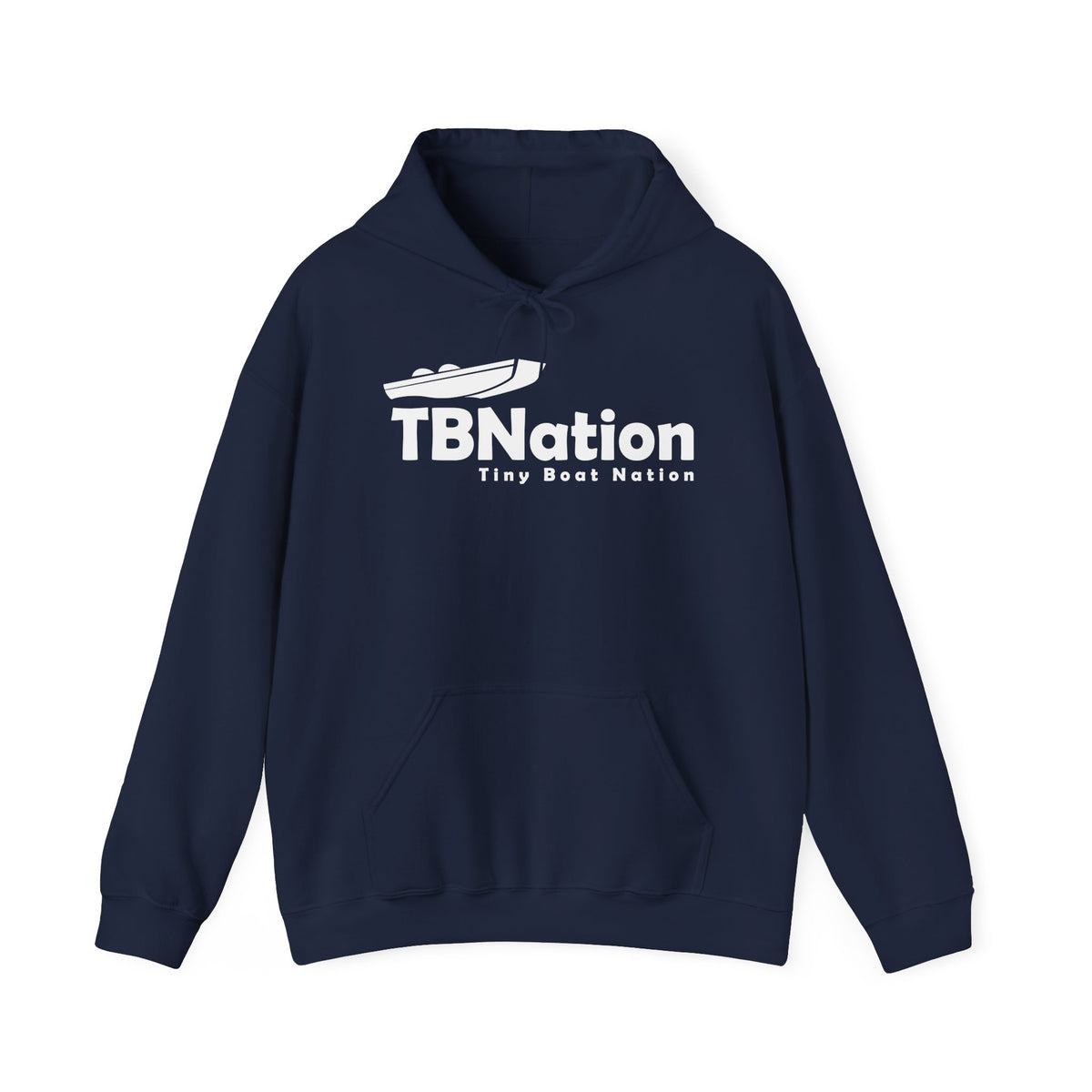 Navy blue hoodie with 'TBNation' logo on a white background