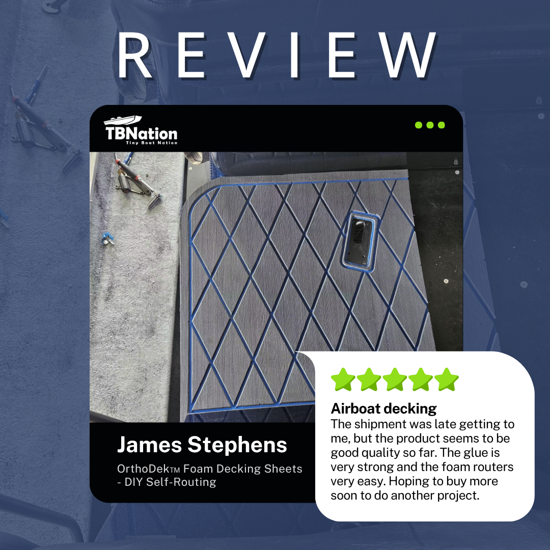 Product review of OrthoDek foam decking sheets with TBNation branding.