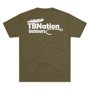 Green t-shirt with 'TBNation Outdoors' logo on the back against a white background