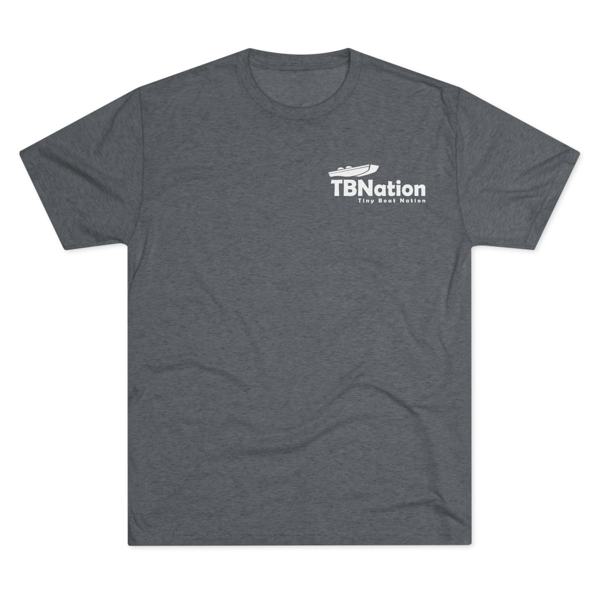 Gray t-shirt with TBNation logo on a white background