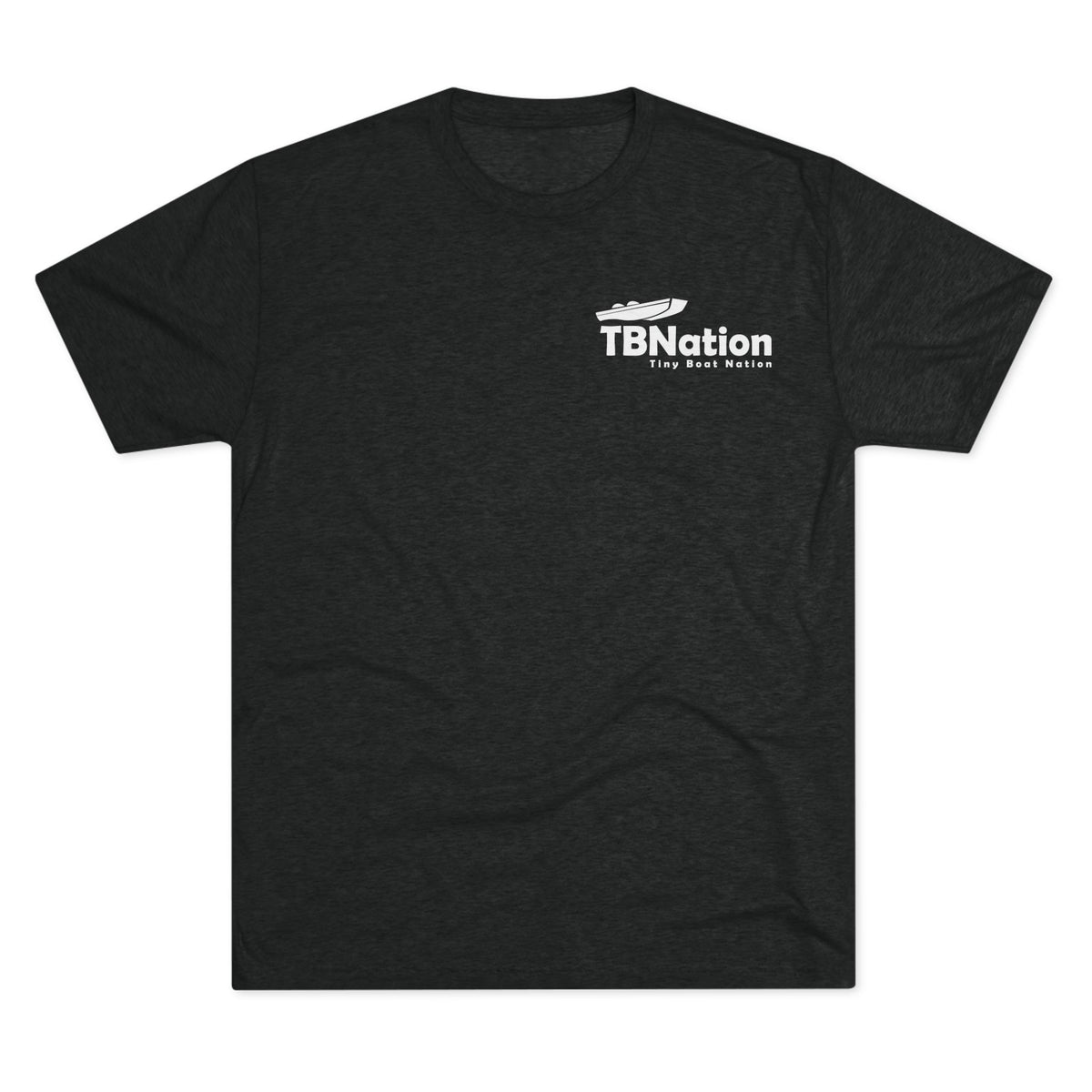 Black t-shirt with TBNation logo on a white background