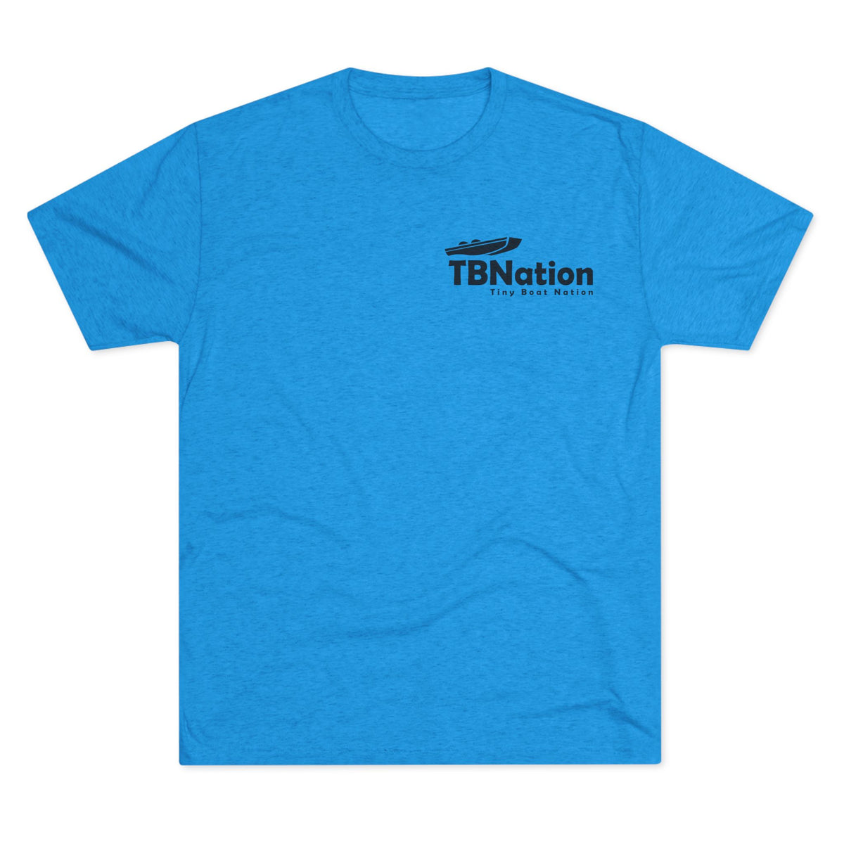 Blue t-shirt with TBNation logo on a white background