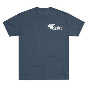 Blue t-shirt with TBNation logo on a white background
