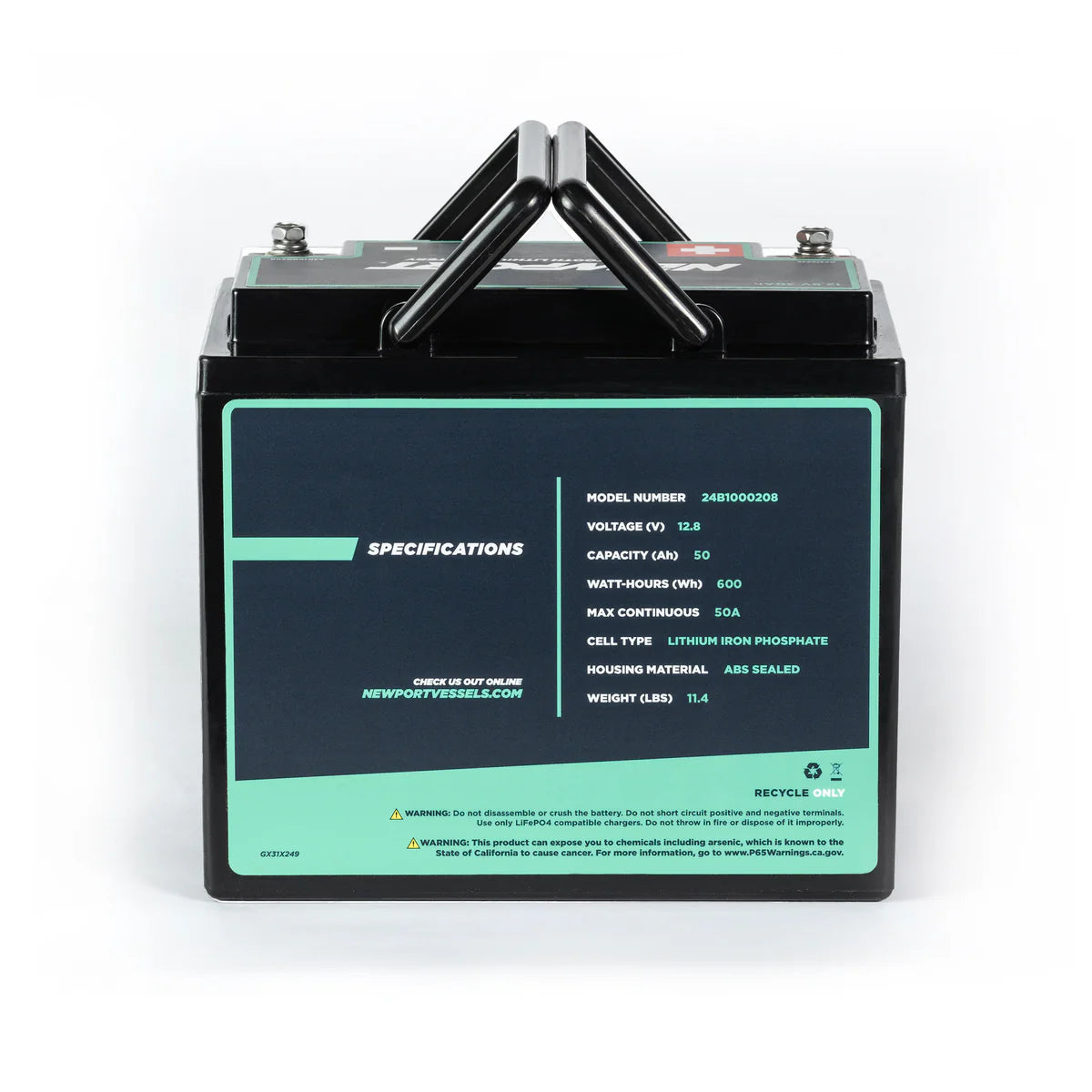 Newport 12V 50Ah Lithium LiFePO4 Battery-Marine Battery-1-Tiny Boat Nation