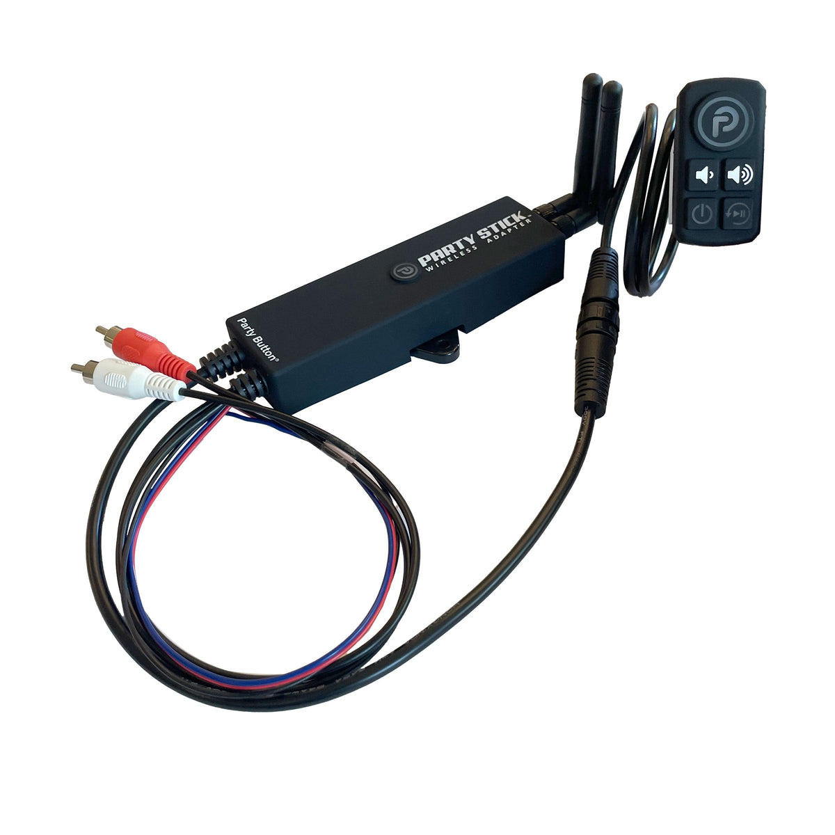 Party Stick | Wireless Music Sharing Adapter | one-click Party Button pairing | Knockout Keypad | 12 volt Powered | RCA Audio Output | Remote Amplifier Turn-On-Party Bar, Speaker, Speaker w/ LED Lights-1-Tiny Boat Nation
