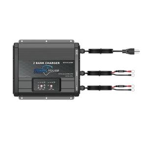 Power House Waterproof Multi-Bank Lithium Battery Chargers-Marine Battery-12v-24v Double Bank-3-Tiny Boat Nation