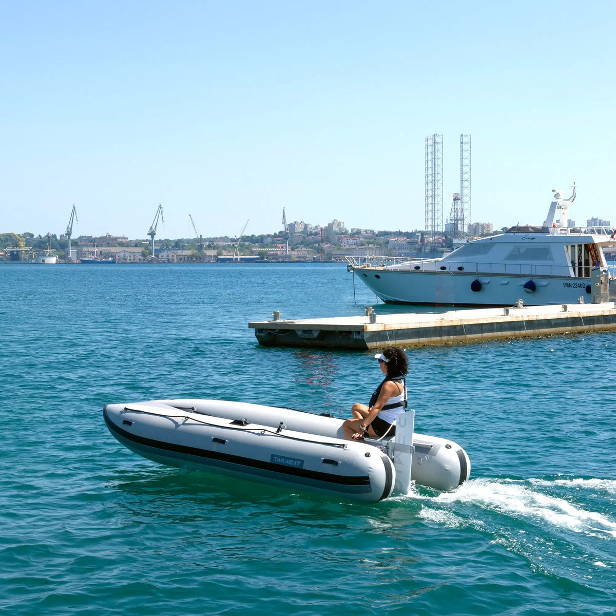 Remigo One digital tiller display showing battery life and speed