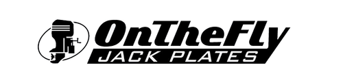 OnTheFly Jack Plates logo, a manufacturer of high-performance hydraulic and manual jack plates designed to improve boat performance and engine positioning.