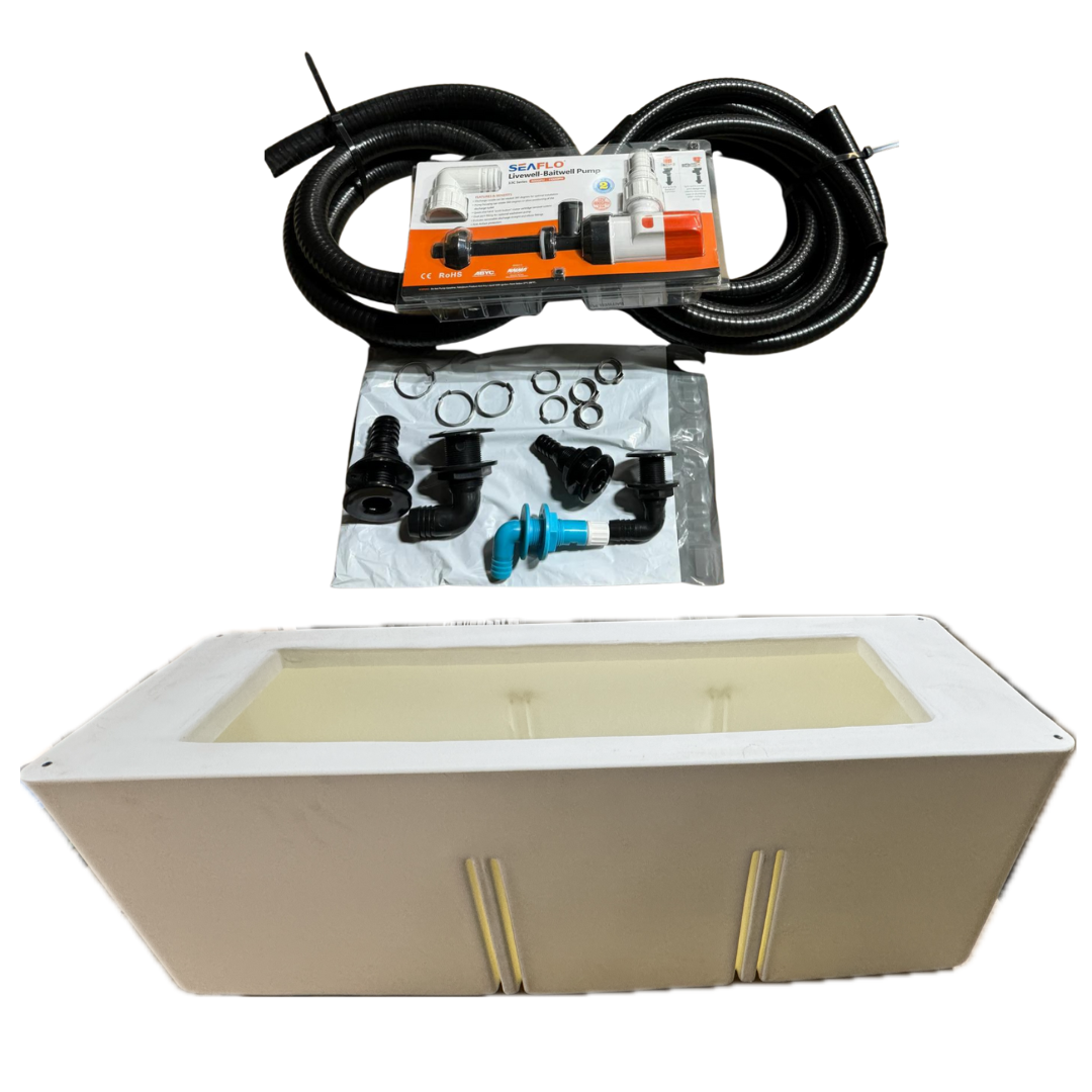 TBN Molded Livewell-Marine &amp; Livewell Plumbing-Livewell Tank/Lid/Latch/Economy Plumbing Kit-6-Tiny Boat Nation