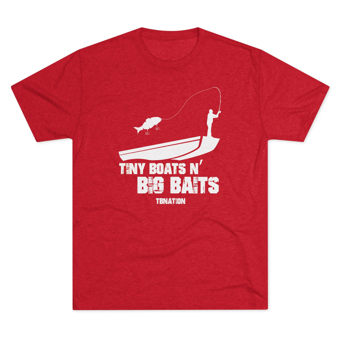 Tiny Boats N&#39; Big Baits-T-Shirt-Tri-Blend Vintage Red-S-6-Tiny Boat Nation