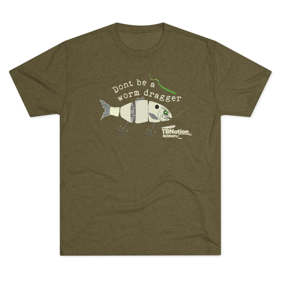 Worm Dragger-T-Shirt-Tri-Blend Military Green-S-2-Tiny Boat Nation