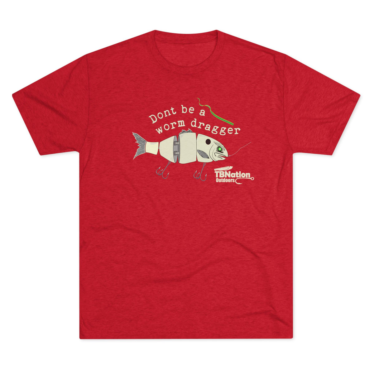 Worm Dragger-T-Shirt-Tri-Blend Vintage Red-S-6-Tiny Boat Nation