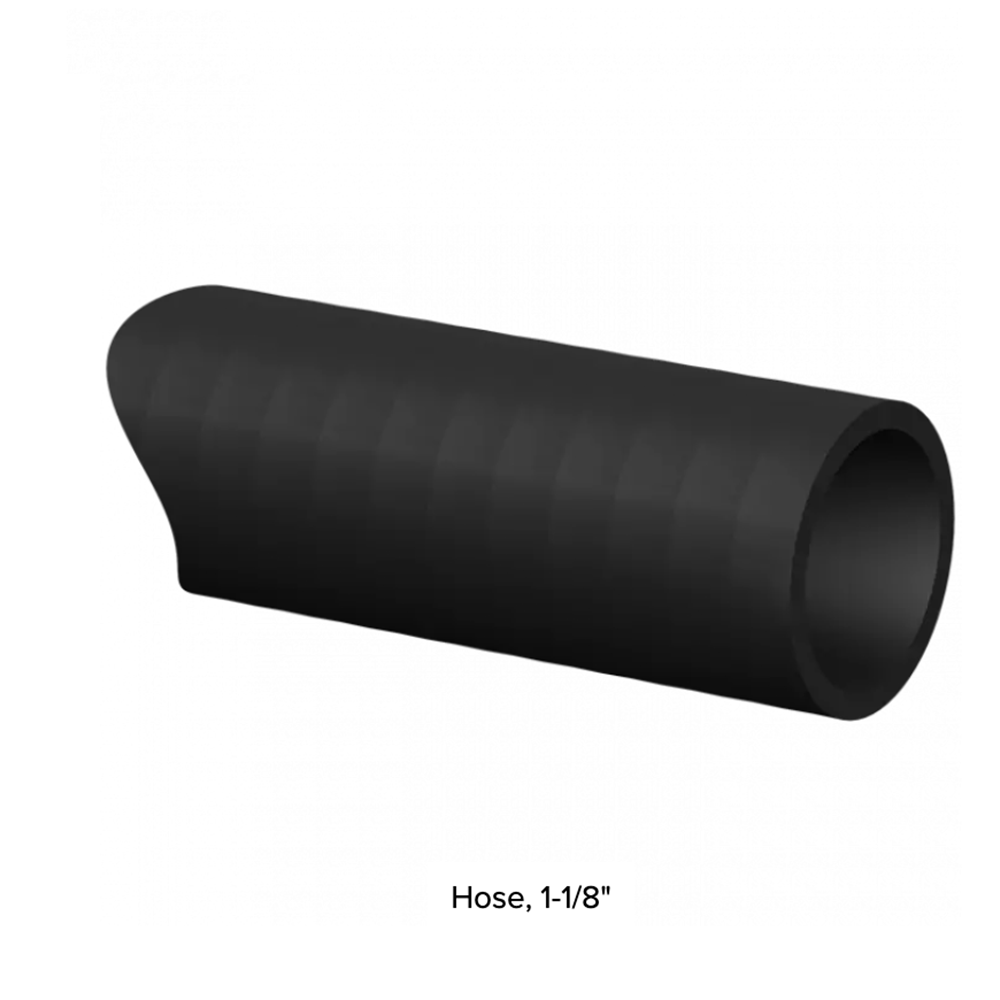 Black 1 1/8" Flow-Rite premium livewell plumbing hose, shown as a cut length.