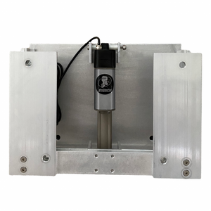 Silver aluminum OnTheFly Electric Jackplate with black actuator and wiring.