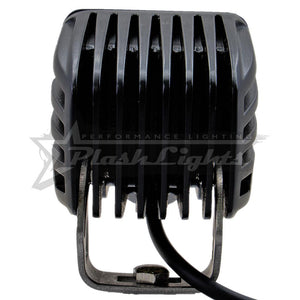 Black PlashLights RGB back-lit cube light with a dark gray Akzo Nobel powder-coated aluminum body and 316 stainless steel bracket.