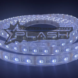 Coiled Plashlight 12V RGBW IP68 waterproof flexible LED light strip glowing white.