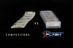 Plashlight IP68 waterproof flexible light strip vs. a competitor's thinner, less durable strip.
