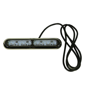 Plashlight Poquito 60W RGB underwater transom light with polished 316 stainless steel housing and black wire.