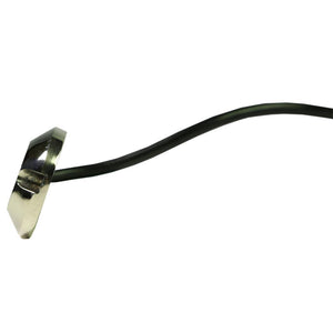 Plashlight Poquito 60W RGB underwater transom light with polished 316 stainless steel housing and black wire.