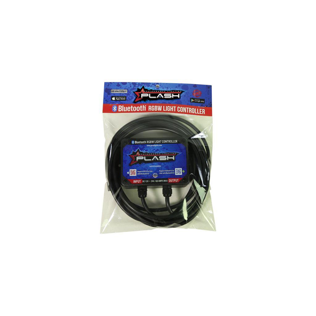 Plashlight Poquito RGBW Bluetooth light controller with wiring, packaged.