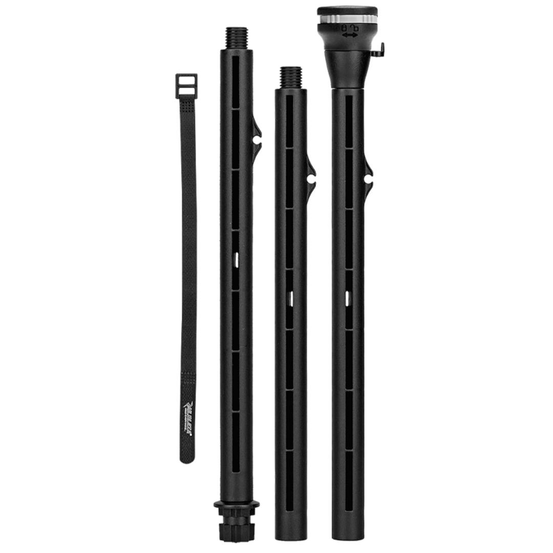 Black Railblaza Extenda Pole 1000, disassembled into three sections with a Velcro strap.