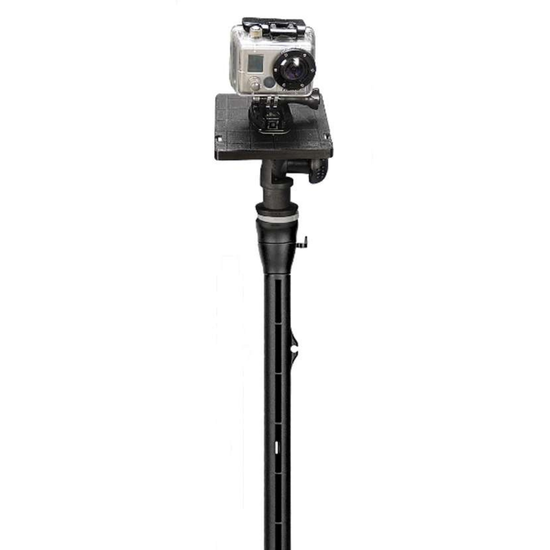 Black Railblaza Extenda Pole 1000, a robust, lightweight pole with a mounted GoPro camera.