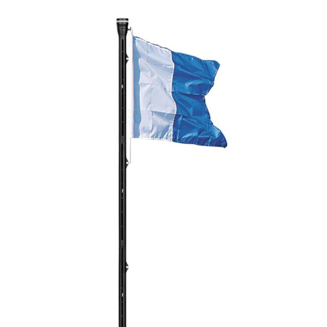 Black Railblaza Extenda Pole 1000 with a white and blue flag attached, extending upwards.