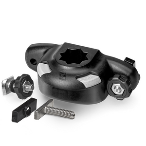 Black Railblaza Trackloader Sideport with gray buttons and stainless steel mounting hardware.