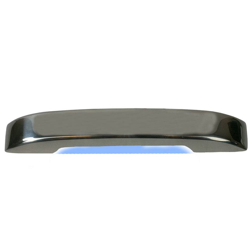 Sea-Dog Deluxe LED Courtesy Light, down-facing blue light, sleek stainless steel cover.
