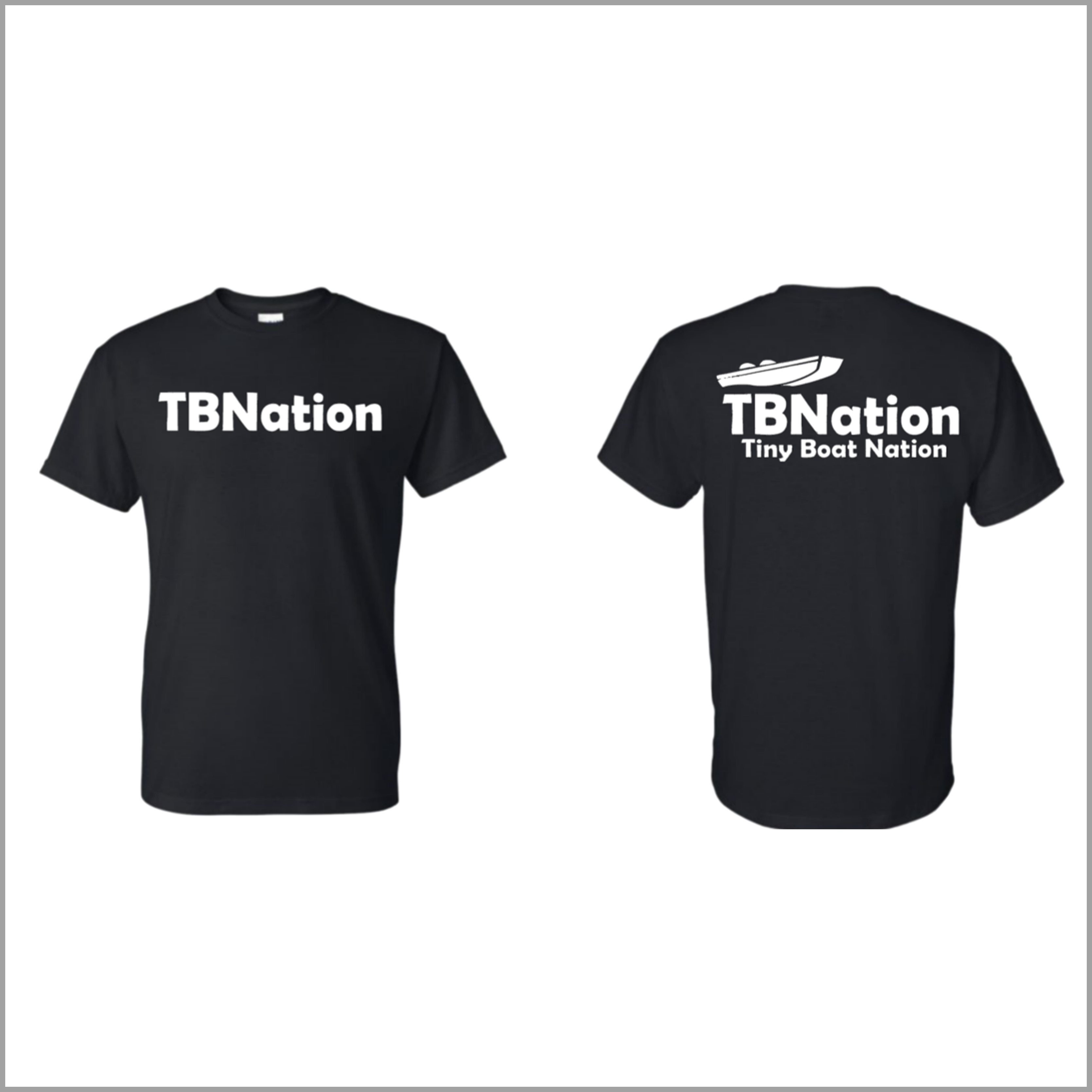 TBNation Jon Boat 100% Cotton T Shirt Small / Black w/White Graphics