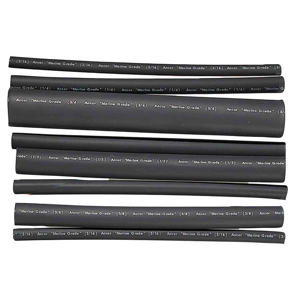 Ancor Adhesive Lined Heat Shrink Tubing - Assorted 8-Pack, 6&quot;, 20-2-0 AWG, Black-Electrical-1-Tiny Boat Nation