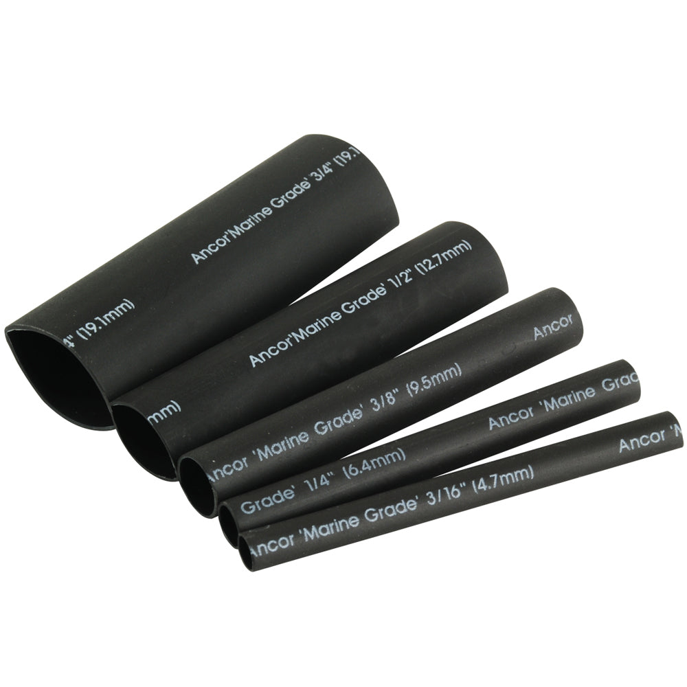 Ancor Adhesive Lined Heat Shrink Tubing Kit - 8-Pack, 3", 20 to 2-0 AWG, Black-Electrical-1-Tiny Boat Nation