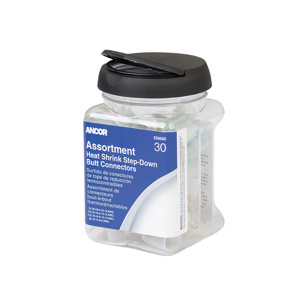 Ancor Heat Shrink Multi-Wire Step Down Butt Connectors 24-8 Assorted 30-Piece Jar-Electrical-1-Tiny Boat Nation
