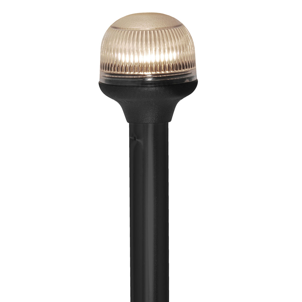 Attwood All-Around Fold-Down Incandescent Anti-Glare Lens Light - 12" Black Plastic Pole - 12V - Horizontal Comp Base-Lighting-1-Tiny Boat Nation