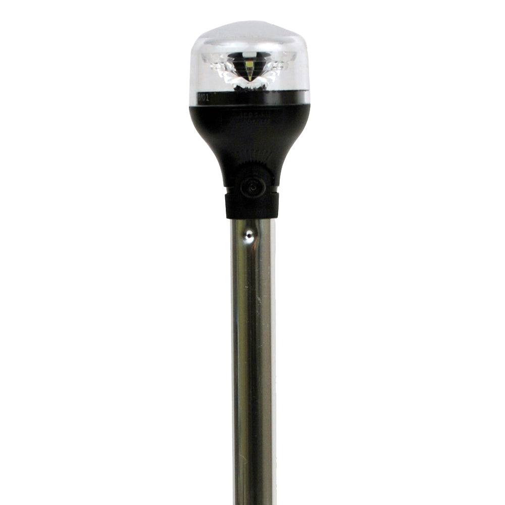Attwood LightArmor All-Around Light - 12&quot; Aluminum Pole - Black Vertical Composite Base w-Adapter-Lighting-1-Tiny Boat Nation