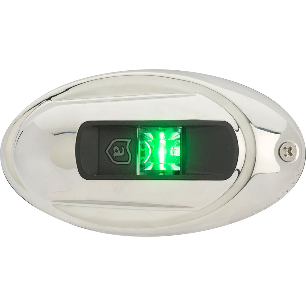 Attwood LightArmor Vertical Surface Mount Navigation Light - Oval - Starboard (green) - Stainless Steel - 2NM-Lighting-1-Tiny Boat Nation