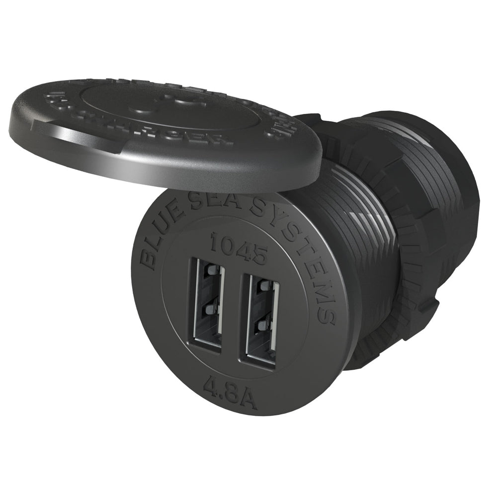 Blue Sea 1045 12-24V Dual USB Charger - 1-1-8" Socket Mount-Electrical-1-Tiny Boat Nation