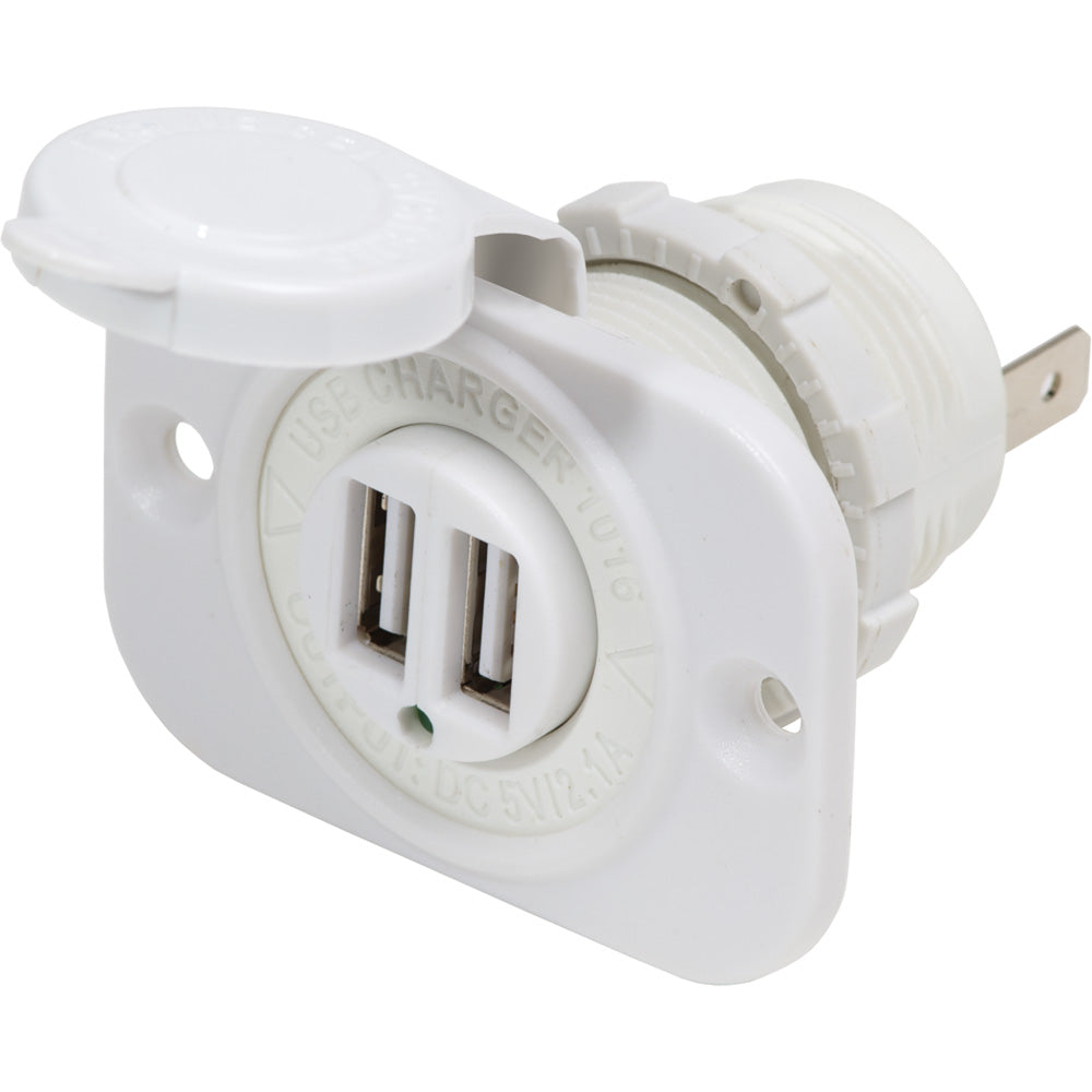 Blue Sea 12V DC Dual USB Charger Socket - White-Electrical-1-Tiny Boat Nation