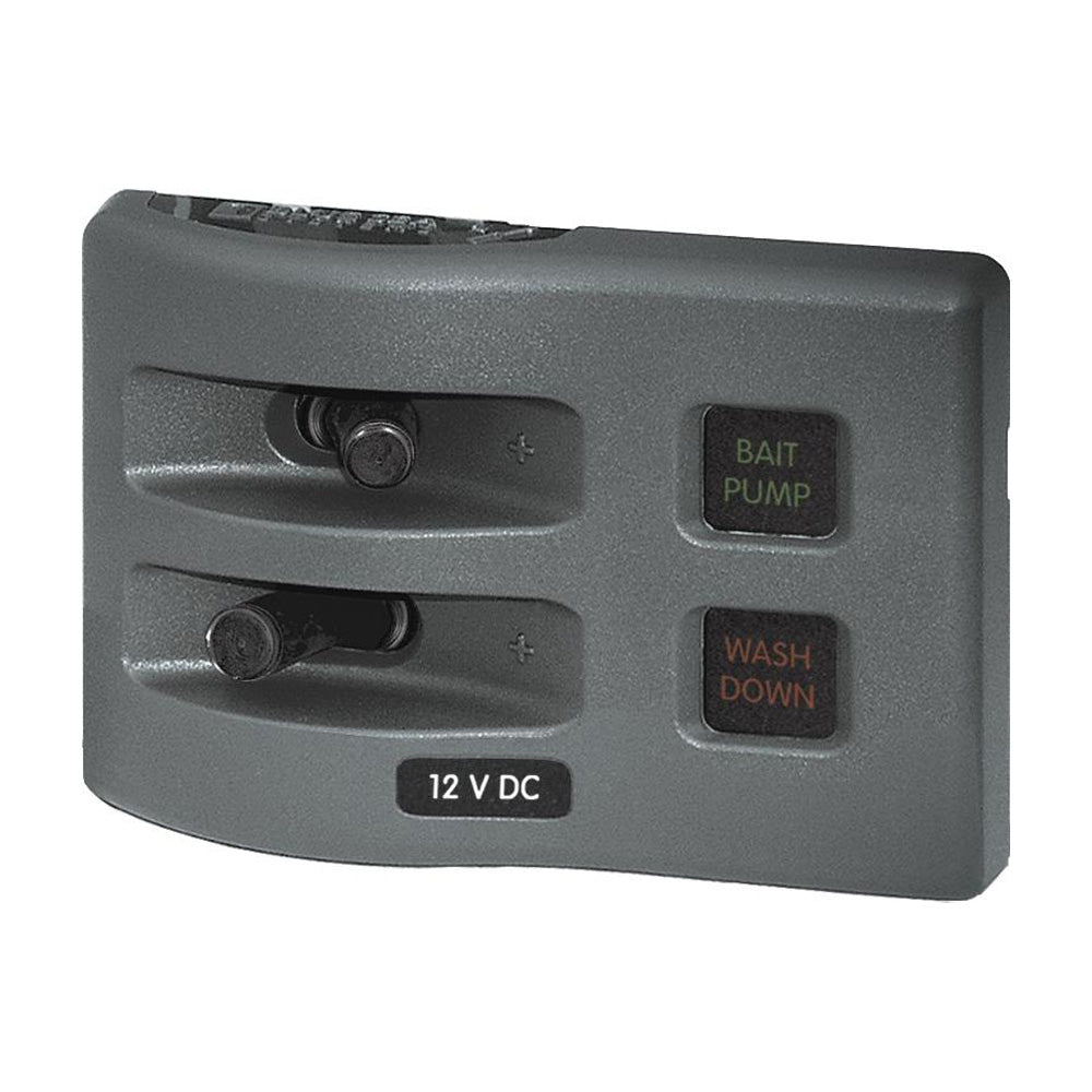 Blue Sea 4302 WeatherDeck Water Resistant Fuse Panel - 2 Position - Grey-Electrical-1-Tiny Boat Nation