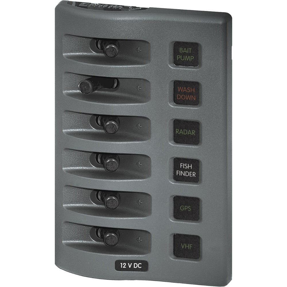 Blue Sea 4306 WeatherDeck Water Resistant Fuse Panel - 6 Position - Grey-Electrical-1-Tiny Boat Nation