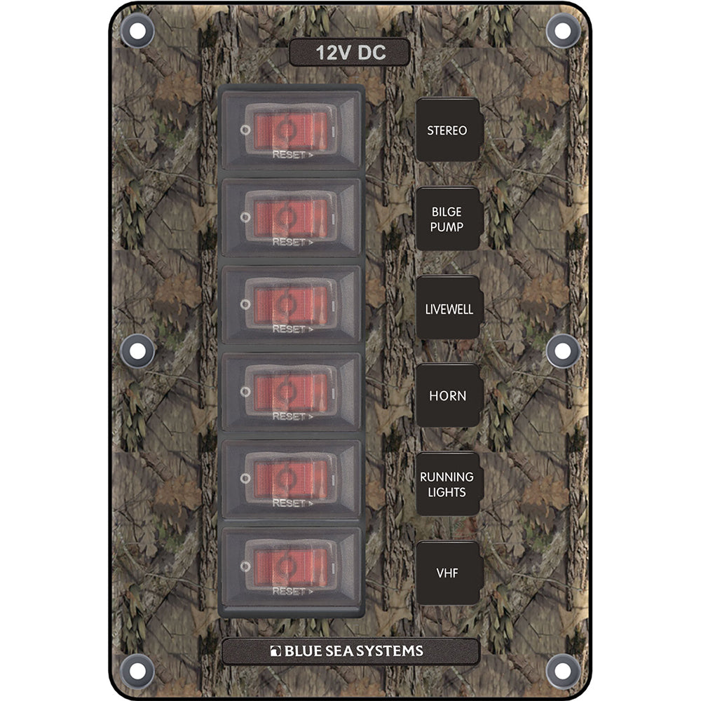 Blue Sea 4325 Circuit Breaker Switch Panel 6 Position - Camo-Electrical-1-Tiny Boat Nation