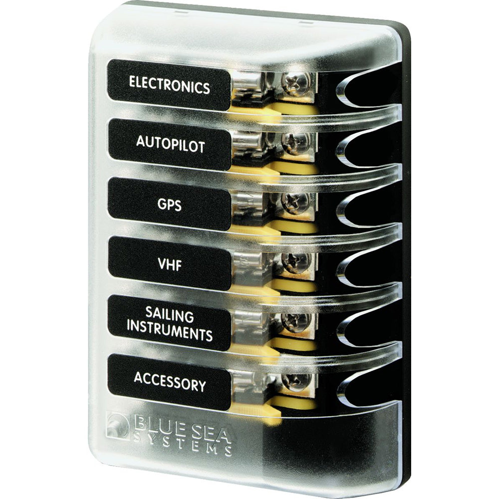 Blue Sea 5018 ST Glass Fuse Block w-out Negative Bus - 6 Circuit-Electrical-1-Tiny Boat Nation